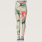  waterverf Bloemencrème actief-draag Leggings (Voorkant)