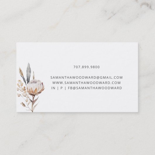 Waterverf Bloemencrème Terracotta Therapeut Visitekaartje (Achterkant)