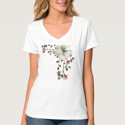 Waterverf Bloemendames T-shirt (Voorkant)