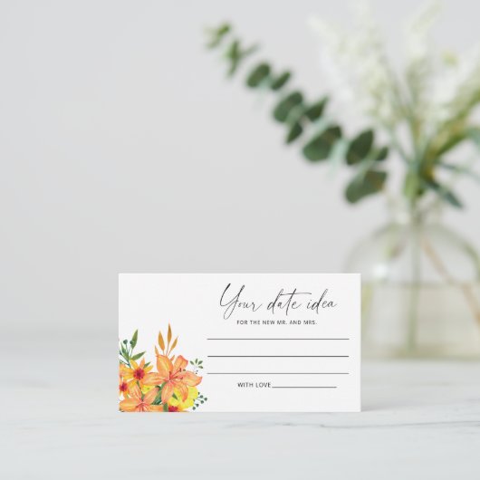 Waterverf bloemendatum avondideeën \ Datum jar Informatiekaartje (Staand voorkant)