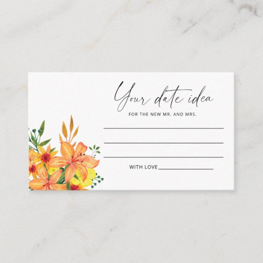 Waterverf bloemendatum ideeën \ Datum jar Informatiekaartje (Voorkant)