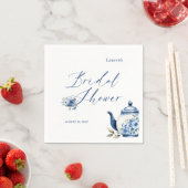 Waterverf Bloemendecor Blauwe Theepartij Bruidsuit Servet (Insitu)