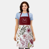 Waterverf Bloemendecor Burgundy & Roze Monogram Schort (Gedragen)
