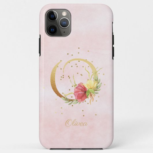 Waterverf bloemendecor met monogram naam initiaal  Case-Mate iPhone case (Achterkant)