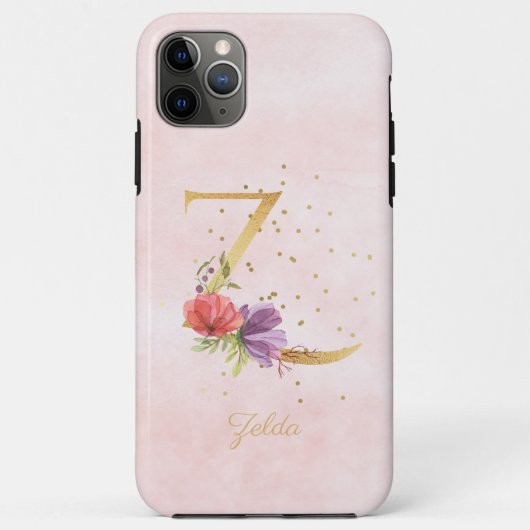 Waterverf bloemendecor met monogram naam initiaal  Case-Mate iPhone case (Achterkant)