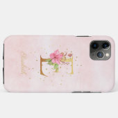 Waterverf bloemendecor monogram naam initiaal E le Case-Mate iPhone Case (Achterkant (horizontaal))