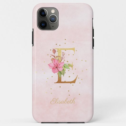Waterverf bloemendecor monogram naam initiaal E le Case-Mate iPhone Case (Achterkant)