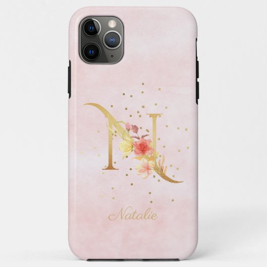 Waterverf bloemendecor monogram naam initiaal N le Case-Mate iPhone Case (Achterkant)