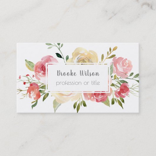waterverf bloemendecor visitekaartje (Voorkant)