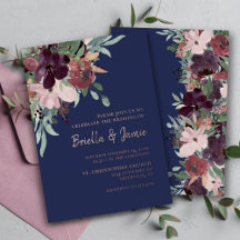 Waterverf Bloemendecoratie Navy Plum & Rose Goud B