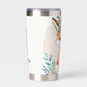 Waterverf bloemendek vos gepersonaliseerd geïsoleerde drinkbeker (Achterkant)