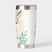 Waterverf bloemendek vos gepersonaliseerd geïsoleerde drinkbeker (Voorkant)