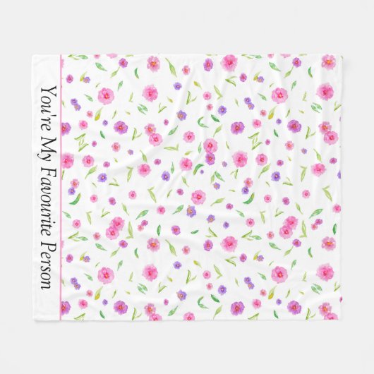  Waterverf Bloemendeken – Cadeau Fleece Deken (Voorkant (Horizontaal))