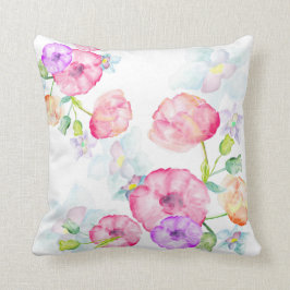 Waterverf Bloemendesign Kussen