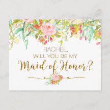 Waterverf bloemendesign wil je bruidsmeisje zijn