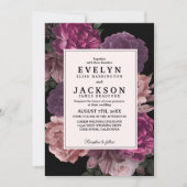 Waterverf bloemendonker moody zwart Trouwen Kaart (Voorkant)