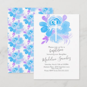 Waterverf Bloemendoopkruis Blauw Kaart