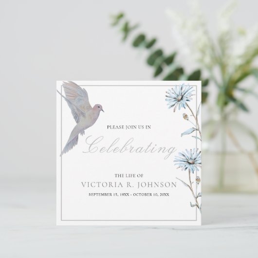Waterverf Bloemenduif Viering van het leven Kaart (Staand voorkant)