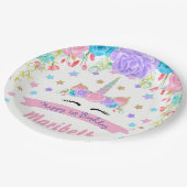 Waterverf Bloemeneenhoorn Gezicht Verjaardagsfeest Papieren Bordje (Gekanteld)