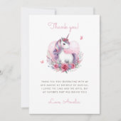 Waterverf Bloemeneenhoorn Magisch Verjaardagsfeest Bedankkaart (Voorkant)