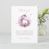 Waterverf Bloemeneenhoorn Magisch Verjaardagsfeest Bedankkaart (Staand voorkant)