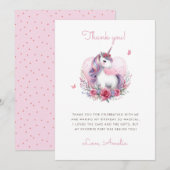 Waterverf Bloemeneenhoorn Magisch Verjaardagsfeest Bedankkaart (Voorkant / Achterkant)