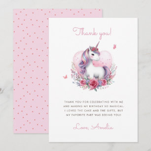 Waterverf Bloemeneenhoorn Magisch Verjaardagsfeest Bedankkaart