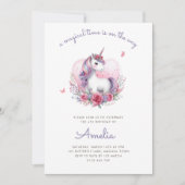 Waterverf Bloemeneenhoorn Magisch Verjaardagsfeest Kaart (Voorkant)