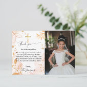 Waterverf bloemeneerste communie bedankje kaart (Staand voorkant)