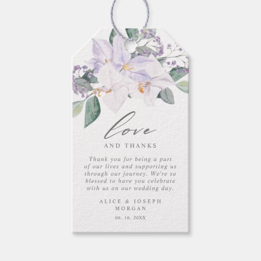 Waterverf bloemenelegante bruiloft dank u cadeaulabel (Voorkant)