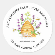 Waterverf bloemenen Honingbij Honingpot Label