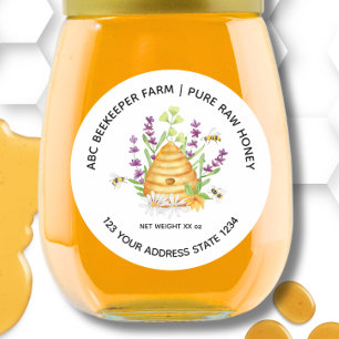Waterverf bloemenen Honingbij Honingpot Label