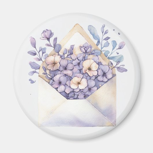 Waterverf Bloemenenvelop - Schattige Magneet (Voorkant)