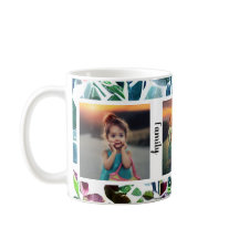 Waterverf bloemenfamilie foto collage monogram