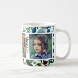 Waterverf bloemenfamilie foto collage monogram koffiemok