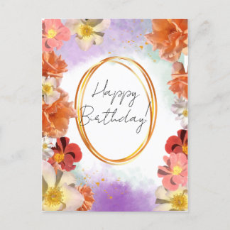 Waterverf bloemenfelicitatie feestdagenkaart