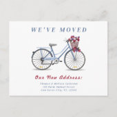 Waterverf Bloemenfiets L We hebben Verhuisd Nieuw  Briefkaart (Voorkant)