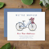 Waterverf Bloemenfiets L We hebben Verhuisd Nieuw  Briefkaart