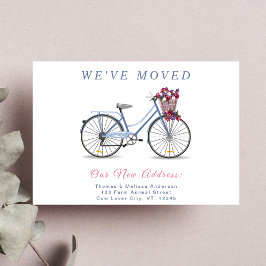 Waterverf Bloemenfiets L We zijn verhuisd Briefkaart