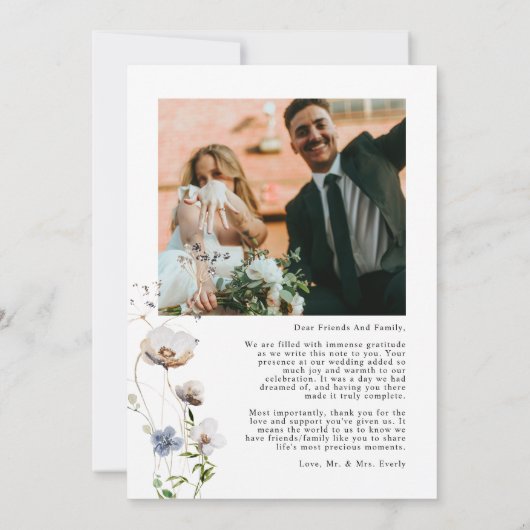 Waterverf Bloemenfoto Bruiloft Dank u kaart (Achterkant)