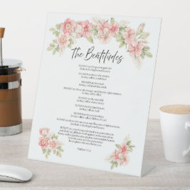 Waterverf Bloemengebeden Schrift in Blushroze Reclamebord Met Voetstuk