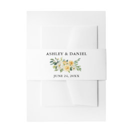 Waterverf Bloemengeel Elegant Bruiloft Uitnodigingen Wikkel