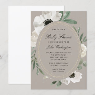 Waterverf Bloemengender Neutrale Baby Shower Uitno Kaart