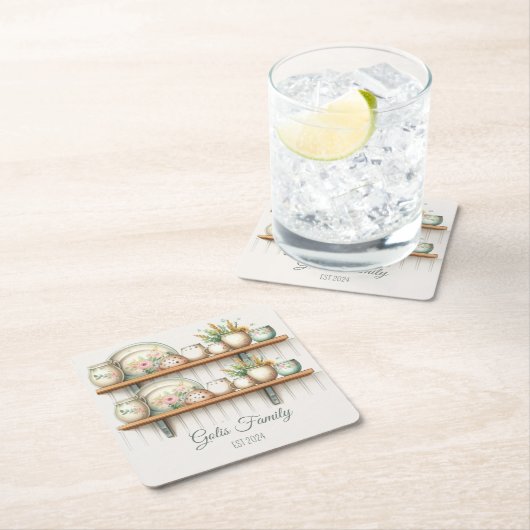  Waterverf Bloemengerechten op plank Kartonnen Onderzetters (Insitu)