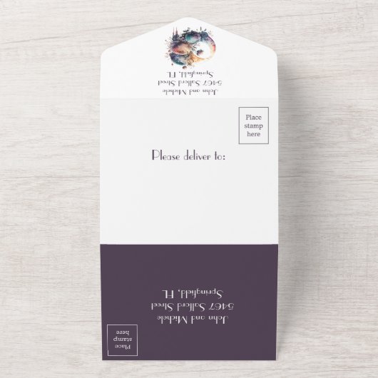 waterverf bloemengothic moon Handvasten All In One Uitnodiging (Buitenkant)