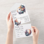 waterverf bloemengothic moon Handvasten All In One Uitnodiging (Afscheurbaar)