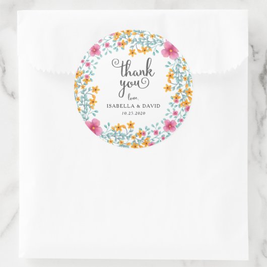 Waterverf Bloemengrens Bruiloft Sticker (Tas)