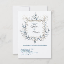 Waterverf Bloemengrens bruiloft uitnodiging