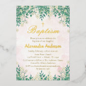 Waterverf Bloemengroen doop voor meisjes Folie Uitnodiging (Voorkant)