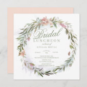 Waterverf Bloemengroen Krans Bruids Luncheon Kaart (Voorkant / Achterkant)
